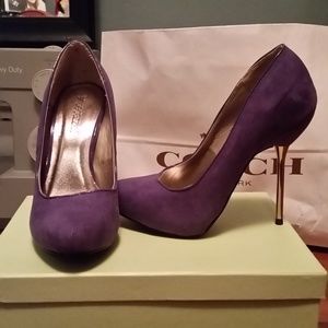Purple suede heels